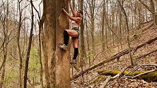 Phat Ass Milf Gets Rough Anal Bent Over a Log in The Forest