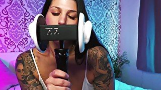 ASMR - Licking my big natural Boobs