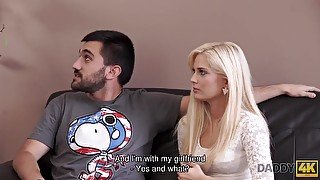 Babe with playful eyes is carnal with father-in-law