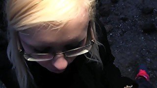 PublicAgent Outdoor fucking with sexy blonde in glasses