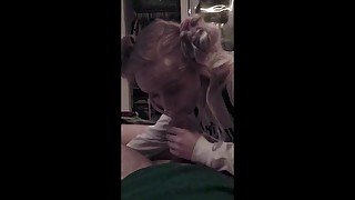 Babygirl Sucks Cock with Buns in Her Hair