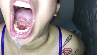 Long tongue, breath and dense spit