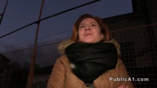 Euro redhead public flashing tits