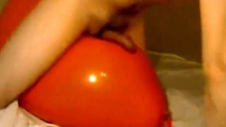 Big inflatable orange balloon humping cum