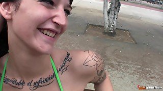 Hot tattooed brunette - crazy POV sex video