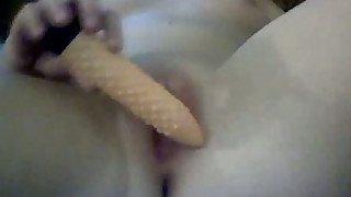 Ribbed dildo for my tight shaved pussy for webcam show