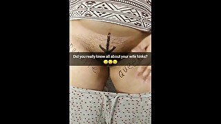 Looks like your pregnant big boobed hotwife have a secret kinks! - Snapchat Cuckold Captions