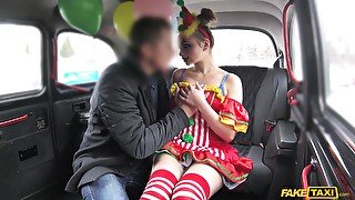 Cab ride ends with heavy sex for the costumed girl