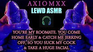 (LEWD ASMR) Roommate Comes Home Early, Sucks My Cock, & Takes a Huge Facial