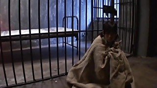 Minami Asaka fucked by two locked up in a cold cell