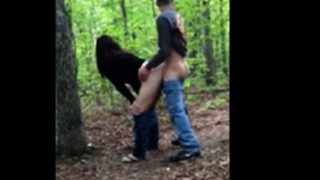 Stupid Slut gets fucked in the woods