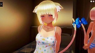 [3D HENTAI] 　褐色猫コスプレ彼女とラブラブセックス♥