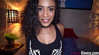 Ebony Teen Takes Big Dick Pounding Early in Porn Career - Rough sex