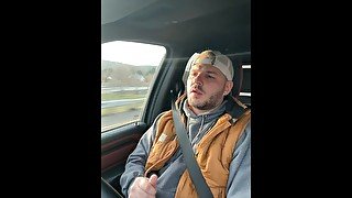 Huge cumshot while driving