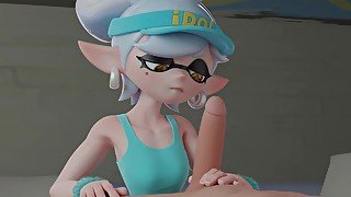 Sweet 3d Cutie Splatoon Marie Jerks Off Big Dick With Sexy Feet