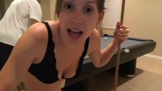 Webcam girl plays pool in lingerie then takes a bath