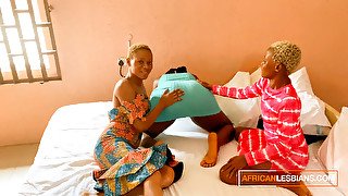 Cute Blonde African Aunties Take Turns Licking Wet Pussy!