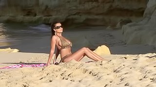 Sexy brunette girl gets fucked at the beach in Portugal