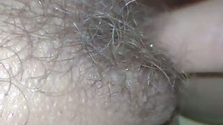 Playing with hairy milf white pussy of my European housewife