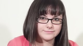 Adorable amateur brunette glasses