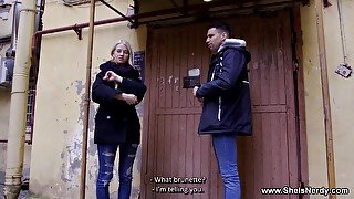 Nerdy blonde revenges on BF by having sex with neighbor