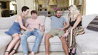 MILFs swap stepsons for the ultimate foursome