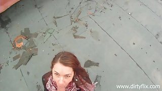 Blowjob on the rooftop from a cute amateur