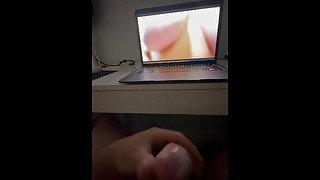 Latino stroking big dick to busty blonde big tit sexy pawg