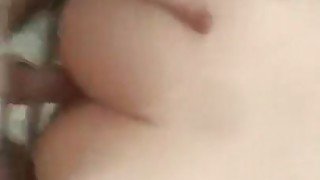 Young amateur couple fucks doggy and cums on her ass