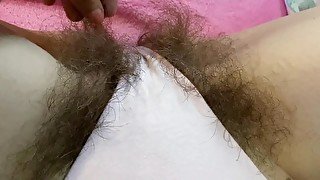 Edging orgasm making my panties wet with pussy juice hairy bush big clit cutieblonde