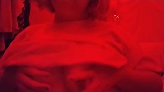 Playing with my boobs in red light! Be sure to  check out my only fans at Buniilatte