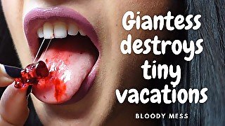 Giantess vore and destroys tiny vacation