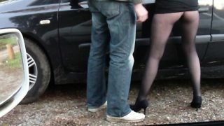 Horny amateur babe ass fucked in public