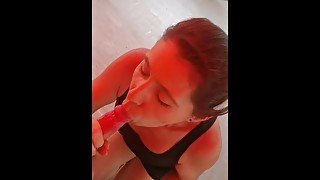 Husband's friend sneaks into wifes tent for blowjob - Almost Caught