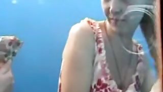 Blonde girl in beach cabin noticed the voyeur cam