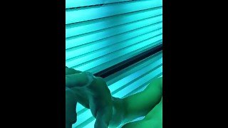 hot guy blows his giant load all over tanning booth! best cumshot ever