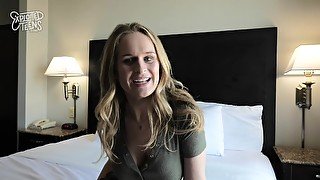 Blonde teen 18+ Plays With Her Big Tits And Pussy