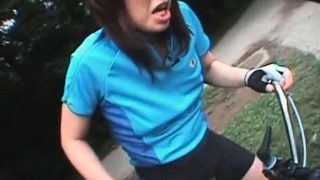 Teen japanese girls dildo fucked while riding bikes