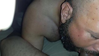 Chubby bottom sucking on thick cock