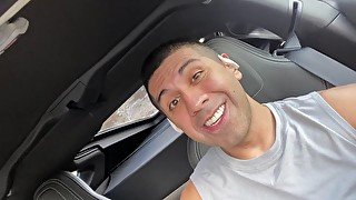 Horny semi post workout in car show! Mandouncut