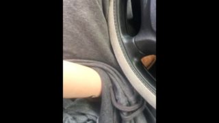 cute mess masturbates in a public parking lot