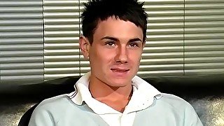 Cute athletic twink Jordon B interviewed before masturbating