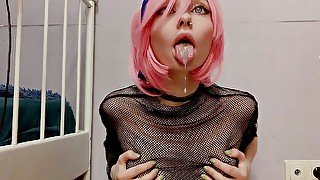 Pink hair slut sakura haruno does a slobbery ahegao and shows tits