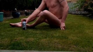 Smoking and drinking naked in garden