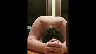 Chubby bottom fucks hole while home alone