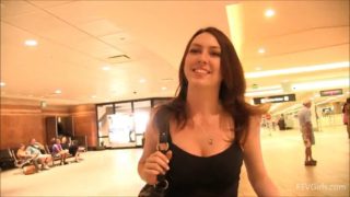 Gorgeous teen brunette shows her sexy body while trying clothes on