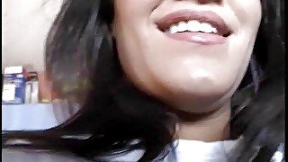 Hot brunette with pierced nipples gets pussy fucked then cum on her ass