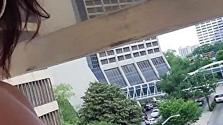 JusAgirl - EXHIBITIONIST Caught by security guard EXTREME RISKY masturbating on car in parking deck