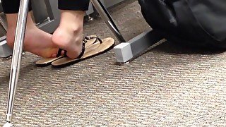 Candid College Cheerleader Feet in Class 1