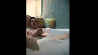 Twink jerking off in bathtub